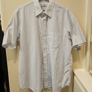 VINTAGE Sears Roebuck &‎ Co.  Shirt White blue red stripe  Men's 17.5  Short Slv